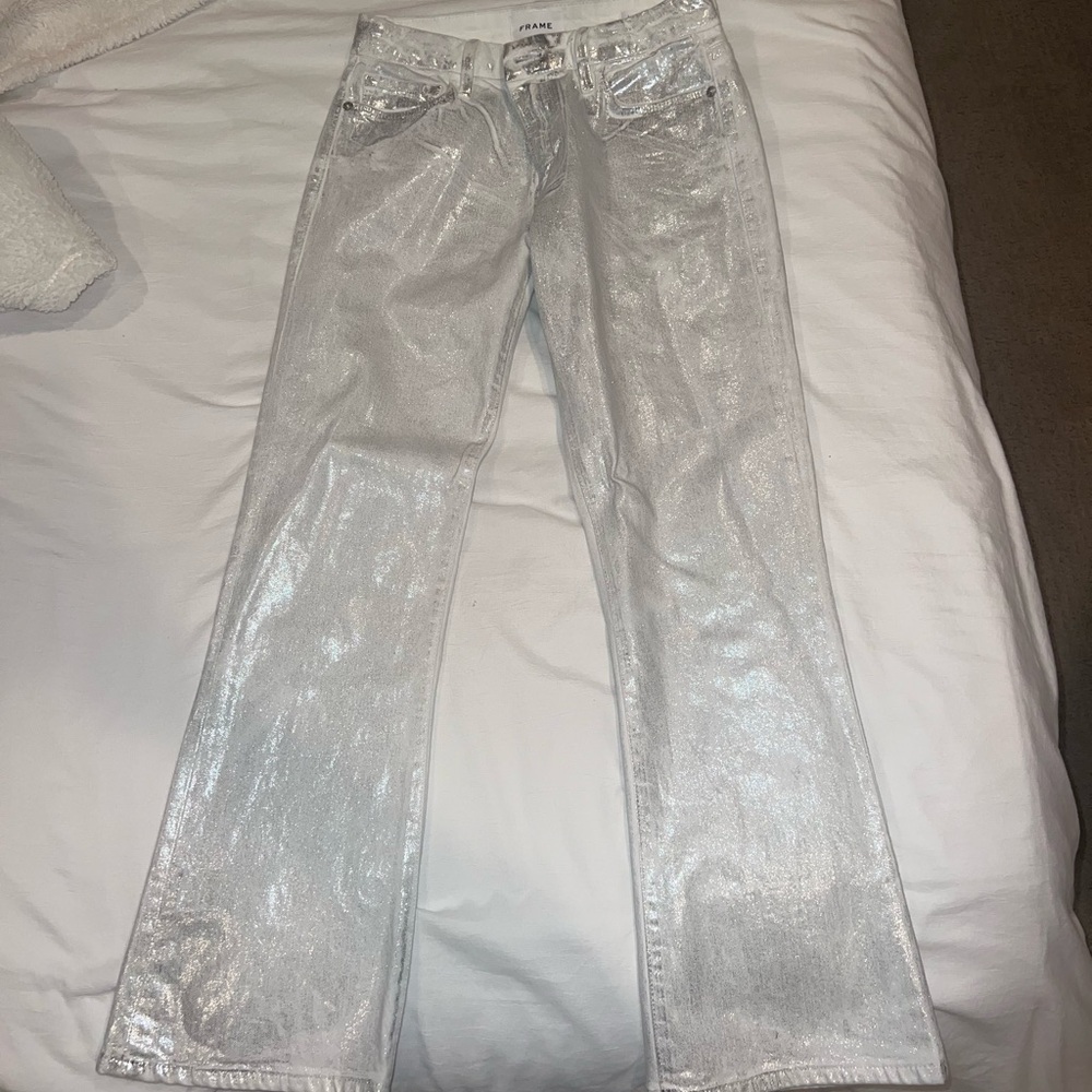 Frame Le Cropped Jeans White/metallic - Picture 2 of 4